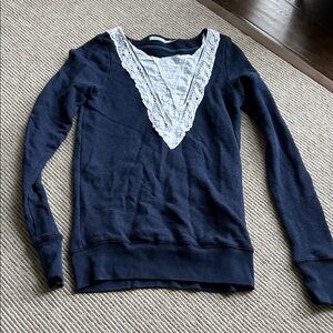 Kimchi Blue Navy Pullover with Lace Inset